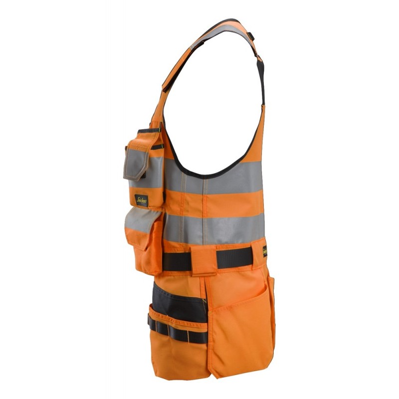 Gilet de travail respirant avec poches à outils, glaçage de sécurité  orange, maille haute visibilité, vêtements de travail
