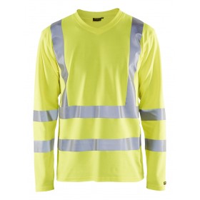 3381 T-SHIRT MANCHES LONGUES HAUTE VISIBILITÉ COL V ANTI-UV Hautes visibilité