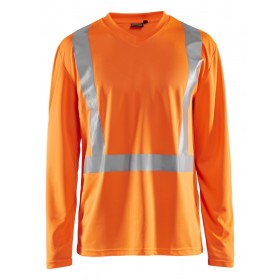 3383 T-SHIRT MANCHES LONGUES HAUTE VISIBILITÉ COL V ANTI-UV ANTI-ODEUR