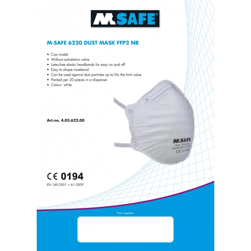 Masque FFP2 NR coque certifié EN149 - 6220 - M-SAFE