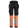 6234 Snickers Pantalon en tissu extensible avec poches holster haute visibilité, Classe 1