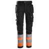 6234 Snickers Pantalon en tissu extensible avec poches holster haute visibilité, Classe 1